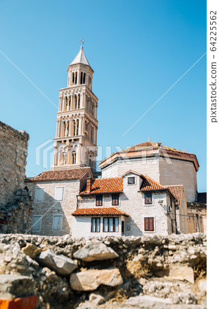 Old town buildings and Diocletian's Palace Saint Domnius Cathedral Bell Tower in Split, Croatia Old town buildings and Diocletian's Palace Saint Domnius Cathedral Bell Tower in Split, Croatia 64225562