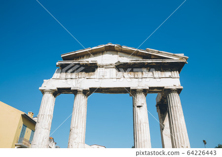 Roman Agora Gate of Athena Archegetis ancient ruins in Athens, Greece 64226443