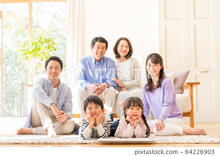 Three generations family, living, home 64226903