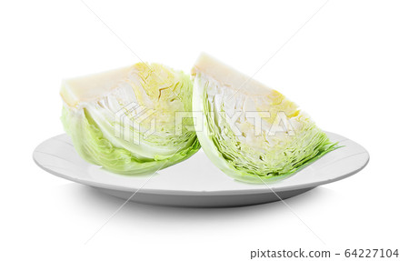 Cabbage isolated in white plate isolated on white Cabbage isolated in white plate isolated on white 64227104