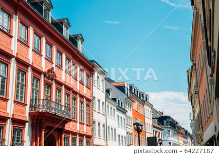 Old town Hauptstrasse main street colorful buildings in Heidelberg, Germany 64227187