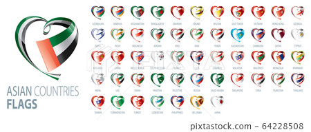 National flags of Asian countries. Vector illustrations 64228508