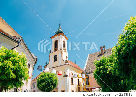 Blagovestenska church at Szentendre medieval old town main square in Hungary 64228915