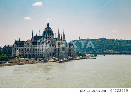 Hungarian Parliament Building with danube river in Budapest, Hungary 64228959