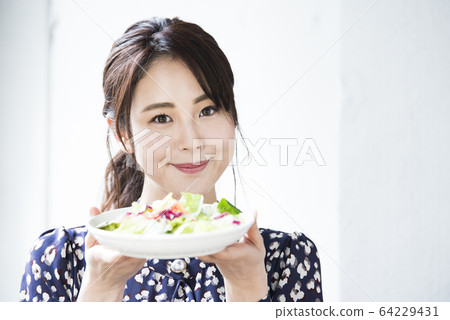 Salad and women Salad and women 64229431