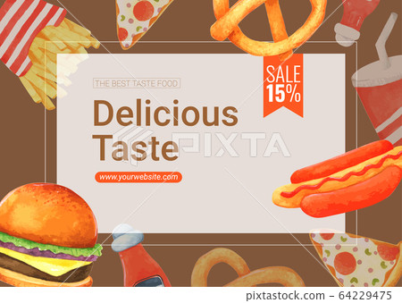 Fast food frame background template for menu... - Stock Illustration  [64229475] - PIXTA