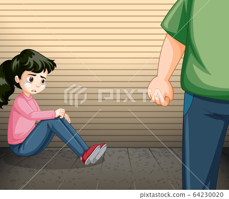 Scene with crying girl and angry man Scene with crying girl and angry man 64230020