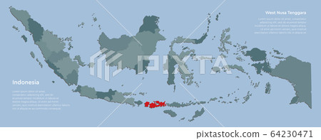 West Nusa Tenggara Map Country Indonesia Map, Province West Nusa Tenggara - Stock Illustration  [64230471] - Pixta