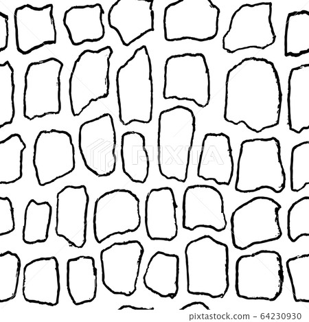 Bricks handdrawn seamless black and white pattern. Vector illustration. 64230930