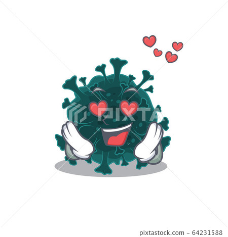 cute coronavirus COVID 19 cartoon character showing a falling in love face cute coronavirus COVID 19 cartoon character showing a falling in love face 64231588