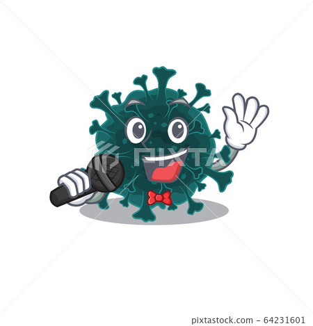 Cute coronavirus COVID 19 sings a song with a microphone Cute coronavirus COVID 19 sings a song with a microphone 64231601