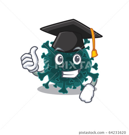 A picture of coronavirus COVID 19 with black hat for graduation ceremony A picture of coronavirus COVID 19 with black hat for graduation ceremony 64231620