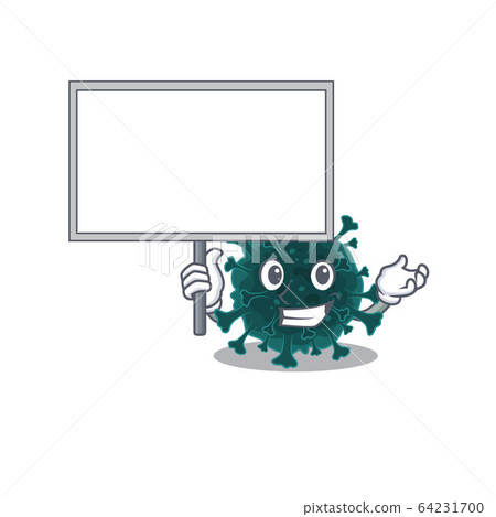 Coronavirus COVID 19 cute cartoon character bring a board Coronavirus COVID 19 cute cartoon character bring a board 64231700