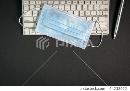 Top view of office table at home during Top view of office table at home during 64232053