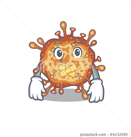 Retro virus corona mascot cartoon character design with silent gesture 64232095