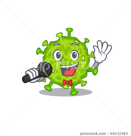 Cute virus corona cell sings a song with a microphone 64232463