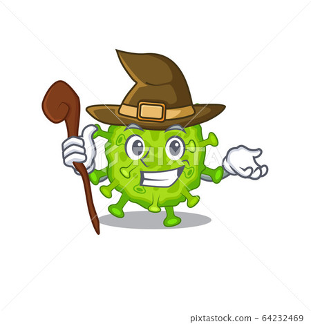 Cute and sneaky Witch virus corona cell cartoon design style 64232469