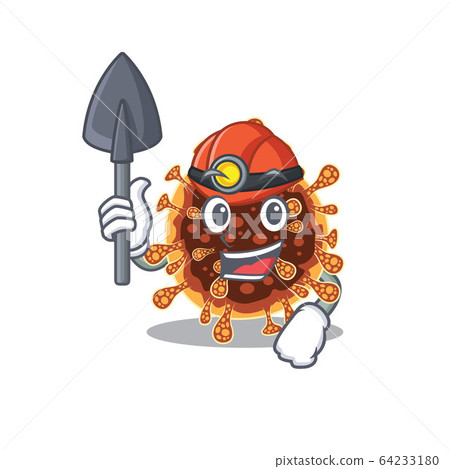 Cool miner worker of gamma coronavirus cartoon character design 64233180