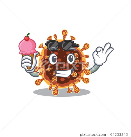 cartoon character of gamma coronavirus holding an ice cream cartoon character of gamma coronavirus holding an ice cream 64233243