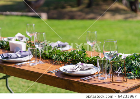 Preparing for an open-air party. Decorated with Preparing for an open-air party. Decorated with 64233967