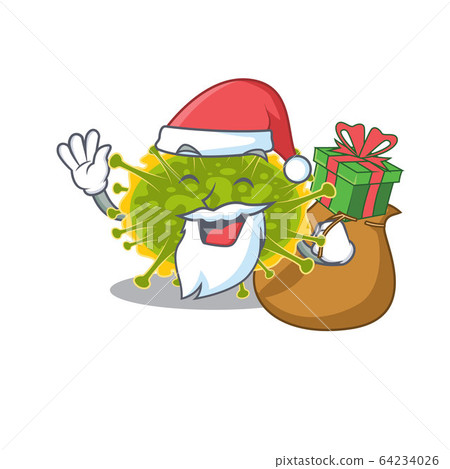 Cartoon design of insthoviricetes Santa with Christmas gift 64234026