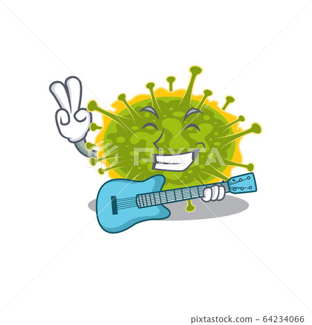 Talented musician of insthoviricetes cartoon design playing a guitar 64234066