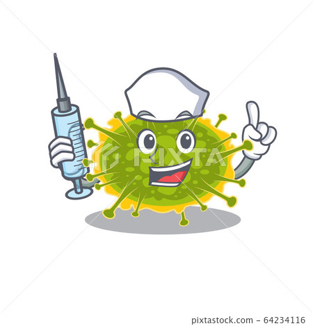 A nice nurse of insthoviricetes mascot design concept with a syringe 64234116