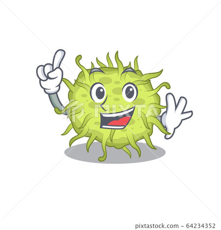 bacteria coccus mascot character design with one finger gesture 64234352