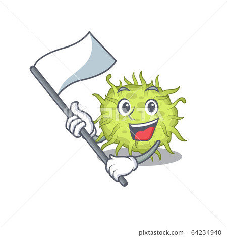A nationalistic bacteria coccus mascot character design with flag 64234940