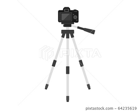 Illustration of SLR camera and tripod 64235619