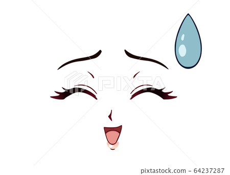 Happy anime face. Manga style closed eyes, little - Stock Illustration  [65574636] - PIXTA