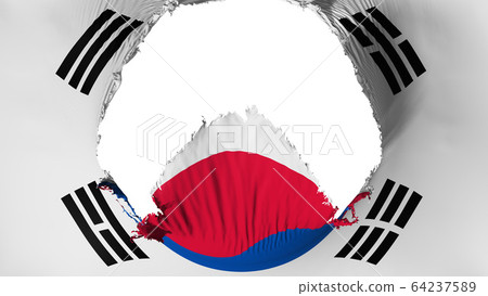 Big hole in South Korea flag Big hole in South Korea flag 64237589