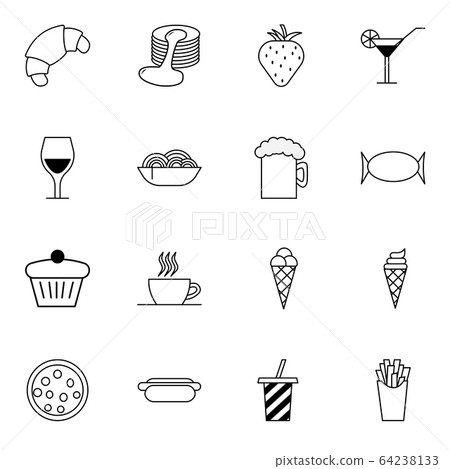 Collection of food thin line vector icons - Stock Illustration ...
