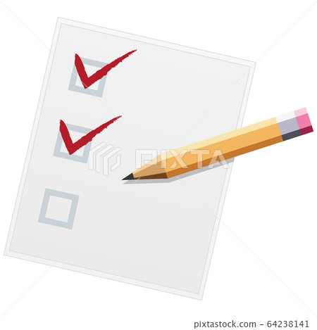 Checklist with pencil flat design illustration. Two of three 64238141