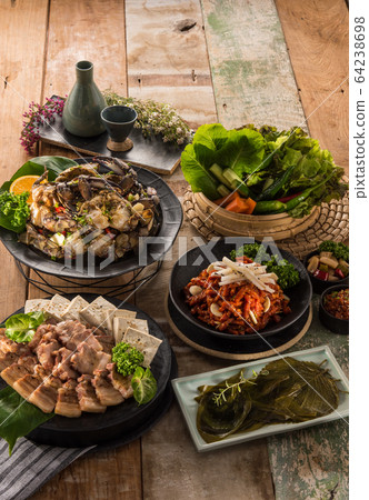 Bossam Tofu Lettuce Ssam Soy Sauce Cucumber 64238698