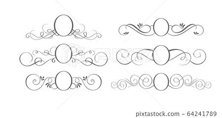set of vector black round vintage frames, design - Stock Illustration ...