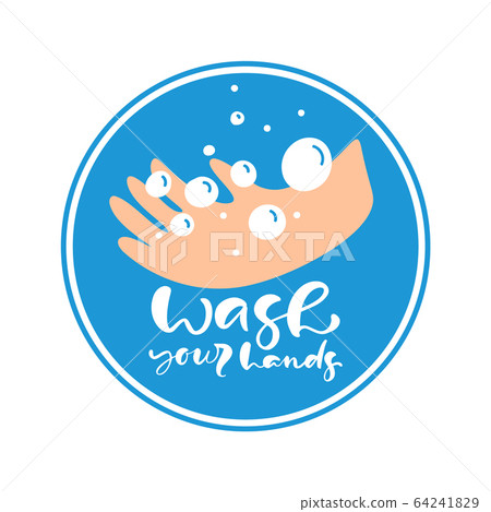Wash your hands logo calligraphy lettering text Wash your hands logo calligraphy lettering text 64241829