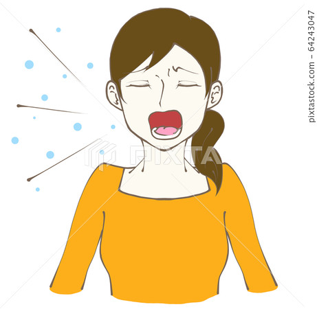 Illustration material woman sneezing etiquette... - Stock Illustration ...