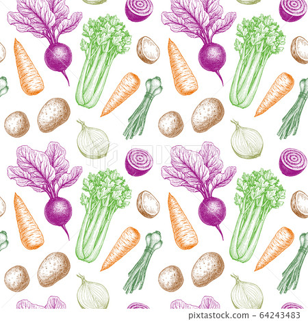 Seamless pattern with vegetables. Seamless pattern with vegetables. 64243483