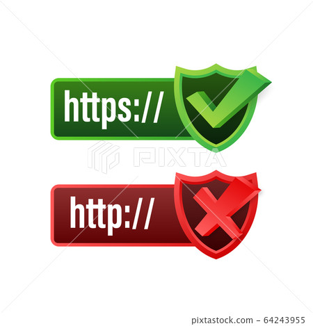 http and https protocols on shield, on white... - Stock Illustration ...