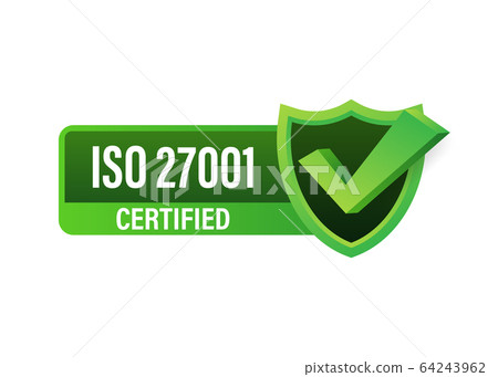 ISO 27001 Certified badge, icon. Certification stamp. Flat design vector. 64243962