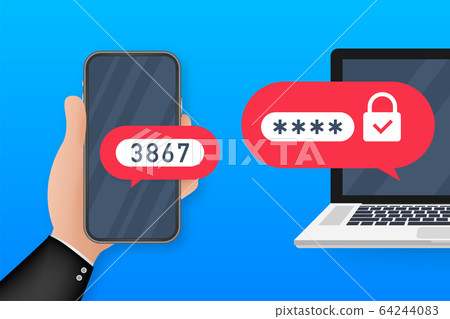 Two step authentication vector illustration, flat 64244083