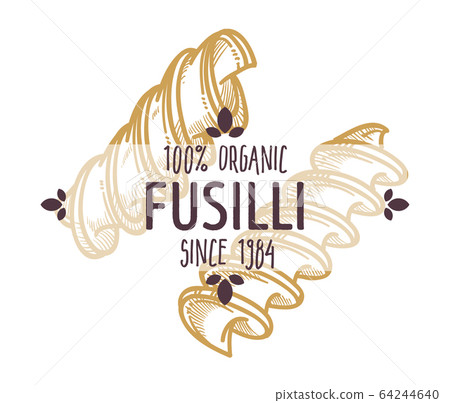 Fusilli Italian pasta type, organic macaroni food vector Fusilli Italian pasta type, organic macaroni food vector 64244640
