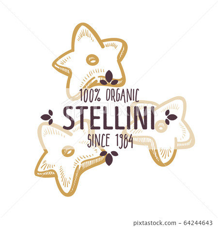 Stelline type of macaroni, organic Italian cuisine ingredient 64244643
