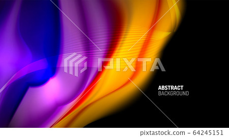 Liquid colors fluid gradients on black background 64245151