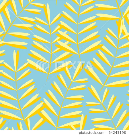 Vector tropical leaves pattern. Seamless botanic texture. Spring floral background summer herbs. Can be used for wallpaper, pattern, backdrop, surface textures Vector tropical leaves pattern. Seamless botanic texture. Spring floral background summer herbs. Can be used for wallpaper, pattern, backdrop, surface textures 64245198
