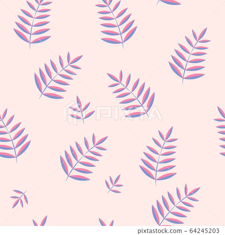 Vector tropical leaves pattern. Seamless botanic texture. Spring floral background summer herbs. Can be used for wallpaper, pattern, backdrop, surface textures 64245203