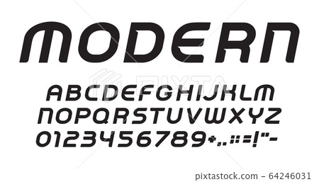 Modern letters, numbers and punctuations symbols set. Modern style alphabet. Font for events, promotions, logos, banner, monogram and poster. Vector typography design. Modern letters, numbers and punctuations symbols set. Modern style alphabet. Font for events, promotions, logos, banner, monogram and poster. Vector typography design. 64246031