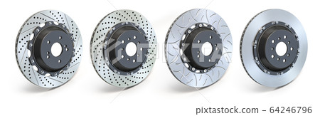 Different types of brake disks. Drilled and Different types of brake disks. Drilled and 64246796
