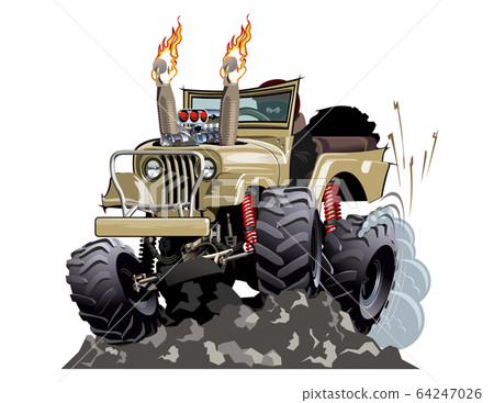 Vector Cartoon 4x4 car hot rod isolated 64247026